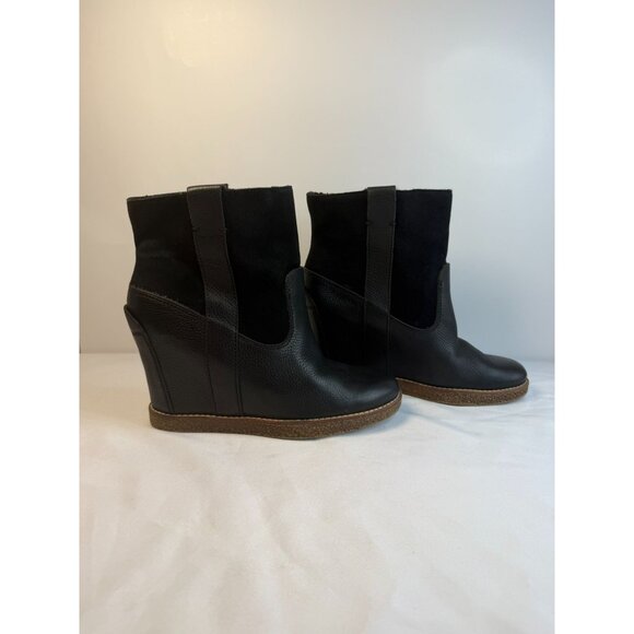 Dolce Vita Pavlos Wedge Heel Womens Size 9.5 Black Leather Suede Booties Casual - Picture 7 of 11